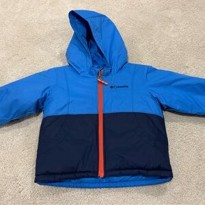 New Columbia Blue and Navy Hooded Reversible Jacket Infant 12-18 months